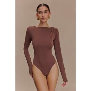 Meshki NEW Cheyenne Long Sleeve Plunge Back Bodysuit Bodycone‎ Small